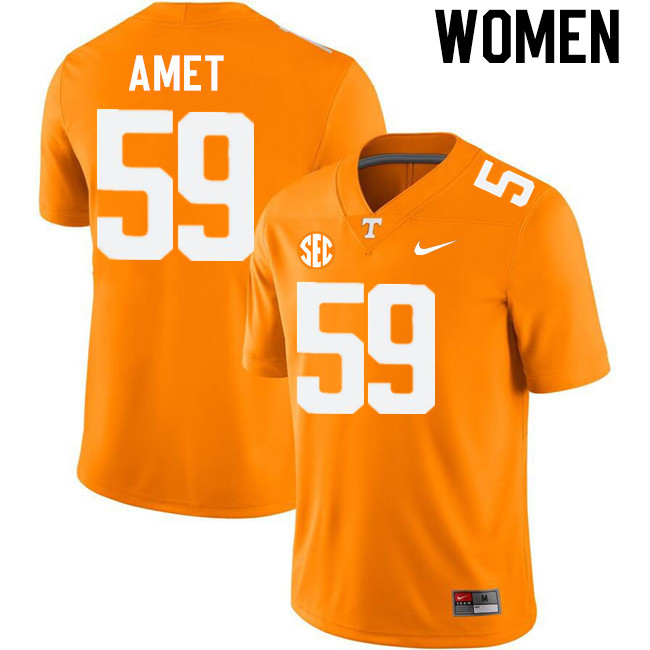 Women #59 Tim Amet Tennessee Volunteers College Football Jerseys Stitched-Orange